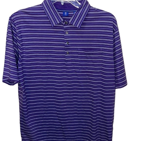 Men's FootJoy‎ FJ Golf/Tennis Polo Shirt Purple Stripe Size Large - Picture 1 of 5